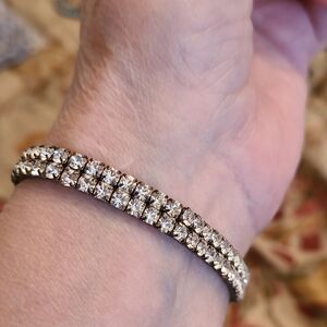 Classic Double-Row Crystal Tennis Bracelet - Silver Color